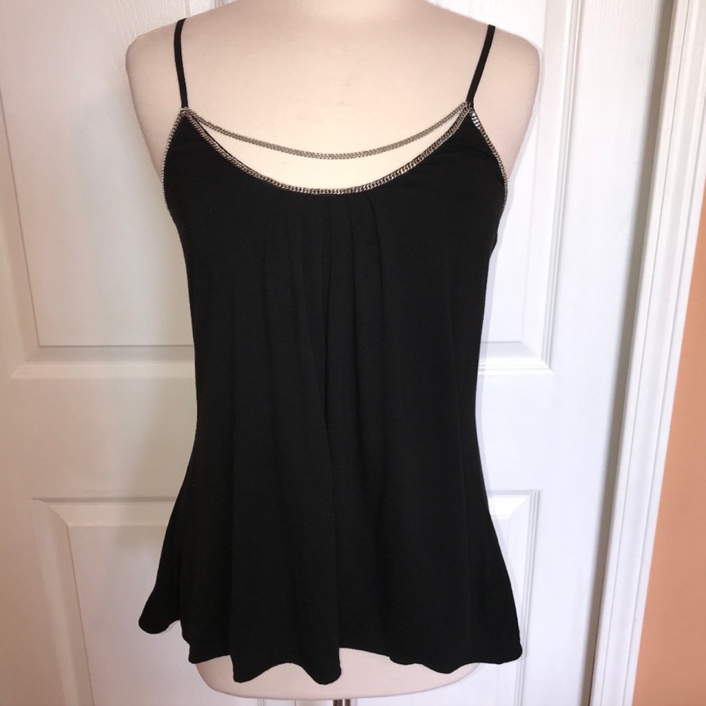 White House Black Market Black Chain Tank Top Flowy Adjustable Straps